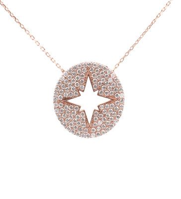 925 Ayar Gümüş Zirkon Taşlı Kuzey Yıldızı Kolye - 4