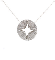 925 Ayar Gümüş Zirkon Taşlı Kuzey Yıldızı Kolye - 5