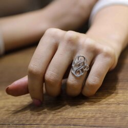 925 Ayar Gümüş Zirkon Taşlı S Modelli Yüzük - 3