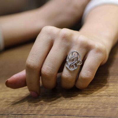 925 Ayar Gümüş Zirkon Taşlı S Modelli Yüzük - 3