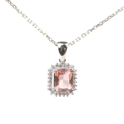 925 Sterling Silver Emerald Cut Necklace with Zultanite - 1