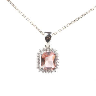 925 Sterling Silver Emerald Cut Necklace with Zultanite - 2