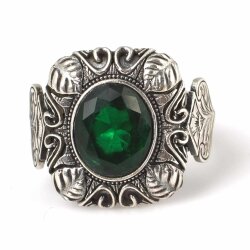 925 Ayar Gümüş Zümrüt Renk Kare Kasa Erkek Yüzüğü - Nusrettaki (1)