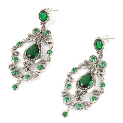 925 Silver Ancient Design Earrings with Emerald - Nusrettaki (1)