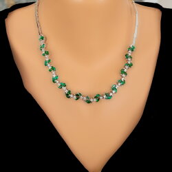 925 Ayar Gümüş Zümrüt Taşlı Lotus Çiçeği Model Su Yolu Kolye - Nusrettaki