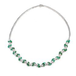 925 Ayar Gümüş Zümrüt Taşlı Lotus Çiçeği Model Su Yolu Kolye - Nusrettaki (1)