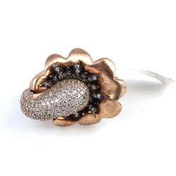 925 Ayar Pembe Gümüş Taşlı Yüzük - 8