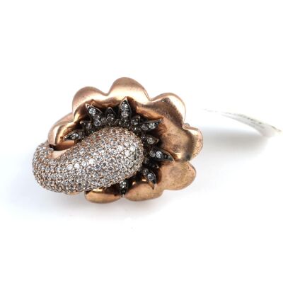 925 Ayar Pembe Gümüş Taşlı Yüzük - 8