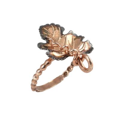 925 Ayar Rose Gümüş AsmaYaprağı Yüzük - 2
