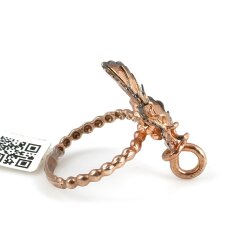 925 Ayar Rose Gümüş AsmaYaprağı Yüzük - 6