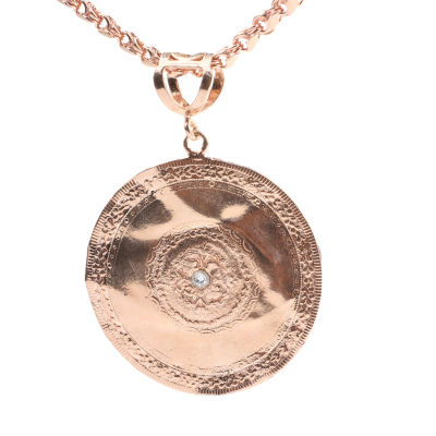925 Ayar Rose Gümüş Eski Saat Kadranı Pullu Zincir Kolye - 1