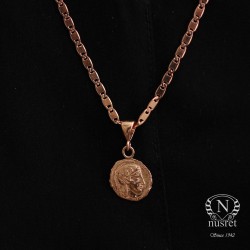 925 Ayar Rose Gümüş İskender Madalyon Kolye - Nusrettaki