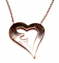 Sterling Silver Heart Necklace, Rose Gold Plated - Nusrettaki (1)