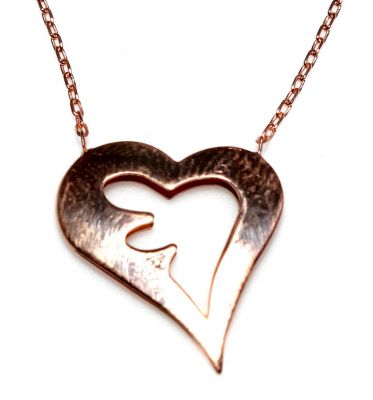Sterling Silver Heart Necklace, Rose Gold Plated - 2