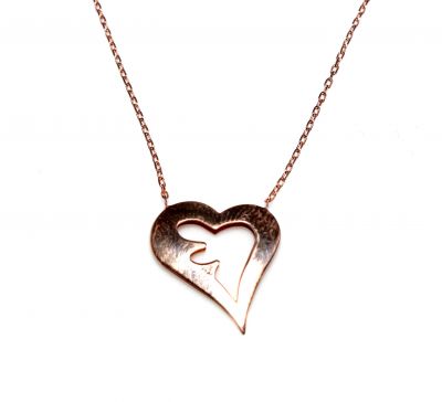 Sterling Silver Heart Necklace, Rose Gold Plated - 3
