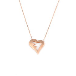 Sterling Silver Heart Necklace, Rose Gold Plated - Nusrettaki (1)