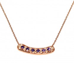 925 Ayar Gümüş Taşlı Aurora Kolye, Pembe - Mor Sarı Taş - Nusrettaki (1)