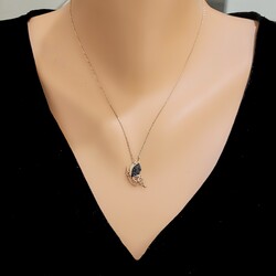 Nusrettaki - 925 Ayar Rose Gümüş Kelebek Modeli Kolye