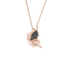 925 Ayar Rose Gümüş Kelebek Modeli Kolye - Nusrettaki (1)