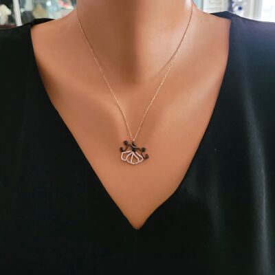 Silver Whirling Dervish & Vav Letter Design Necklace - 1