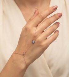 925 Ayar Rose Gümüş Minik Nazar Boncuğu ve Kar tanesi Modeli Şahmeran - Nusrettaki