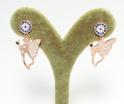 925 Rose Silver Fairy & Evil Eye Dangle Earrings - 3