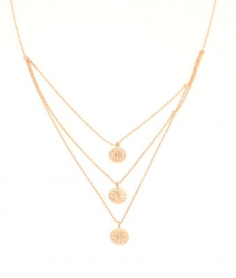 925 Ayar Rose Gümüş Paralı 3 Parça Kolye - 1