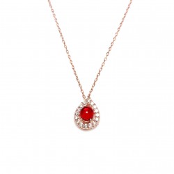 925 Ayar Rose Gümüş Rubilant Taşlı Damla Modeli Kolye - 4