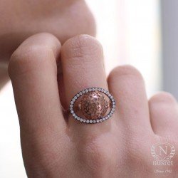 Nusrettaki - 925 Ayar Rose Gümüş Taşlı Rodajlı Yüzük
