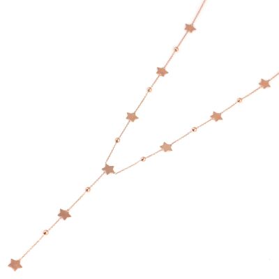 925 Ayar Rose Gümüş Top ve Yıldız Y Kolye - 2