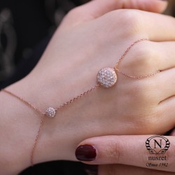 925 Ayar Rose Gümüş Yarım Yuvarlak Taşlı Şahmeran - 5