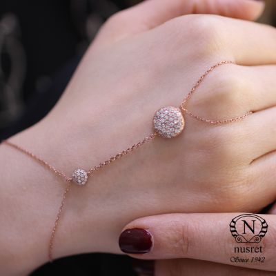 925 Ayar Rose Gümüş Yarım Yuvarlak Taşlı Şahmeran - 5