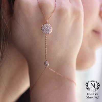 925 Ayar Rose Gümüş Yarım Yuvarlak Taşlı Şahmeran - 1