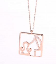 925K Rose Silver Libra Necklace - Nusrettaki (1)