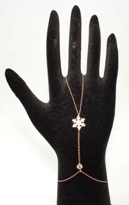 Sterling Silver Snowflake Hand Ring Bracelet - 1