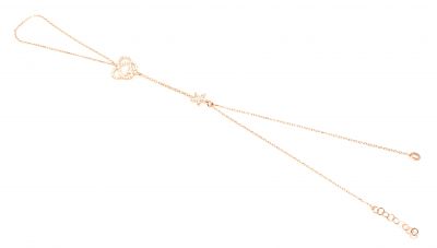 925 Rose Silver Star & Vav Design Hand Ring Bracelet - 2