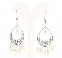 925 Silver Chandelier Filigree Earring with Pearl - 2