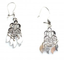 925 Silver Flower Design Chandelier Filigree Earring - Nusrettaki (1)