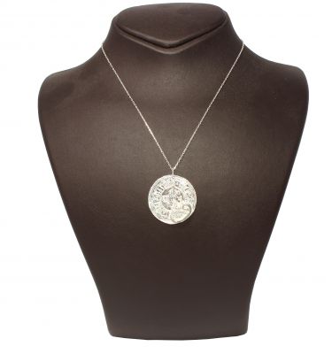 925 Silver Ottoman Style Coin Necklace with Vav Letter Detail - 2