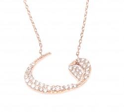 925 Silver Rose Vav Pendant Necklace - Nusrettaki