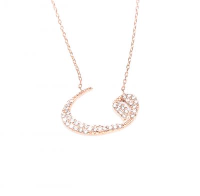 925 Silver Rose Vav Pendant Necklace - 2