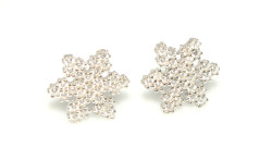 925 Silver Snowflake Stud Earrings, White Zircon - 2