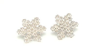 925 Silver Snowflake Stud Earrings, White Zircon - 4