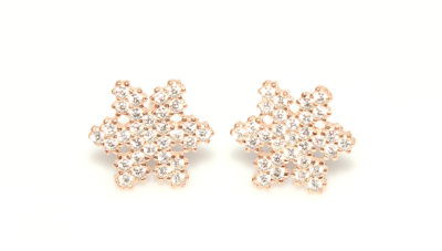 925 Silver Snowflake Stud Earrings, White Zircon - 5
