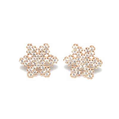 925 Silver Snowflake Stud Earrings, White Zircon - 2
