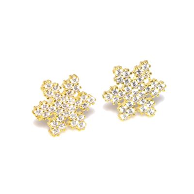 925 Silver Snowflake Stud Earrings, White Zircon - 3