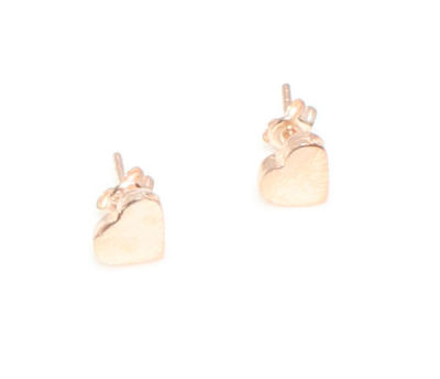 925 Silver Tiny Heart Stud Earrings, White Gold Plated - 7