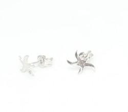 925 Silver Tiny Starfish Studs, White Gold Plated - 8