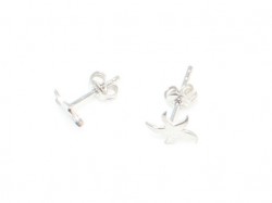 925 Silver Tiny Starfish Studs, White Gold Plated - 7