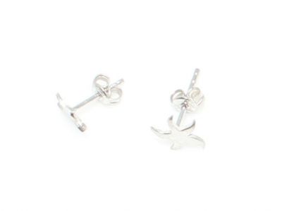 925 Silver Tiny Starfish Studs, White Gold Plated - 7